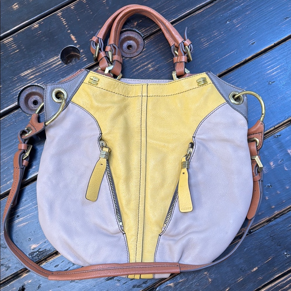 orYANY Large Colorblock Leather Bag